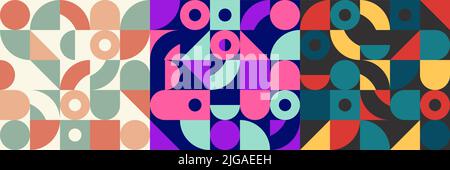 Set of abstract geometric minimal pattern design background. you can use for template business post, poster, brochure, banner, etc. Vector illustratio Stock Vector