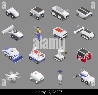 Agriculture automation and smart farming isometric icons isolated vector illustration Stock Vector