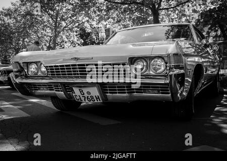 BERLIN - JUNE 18, 2022: Full-size car Chevrolet Bel Air, 1968. Black and white. Classic Days Berlin. Stock Photo