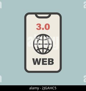 Web 3.0. Phone icon using advanced web 3.0 technology. Stock Vector