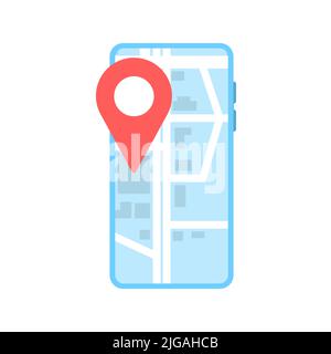Land for sale vector icon. Phone with location on map Stock Vector