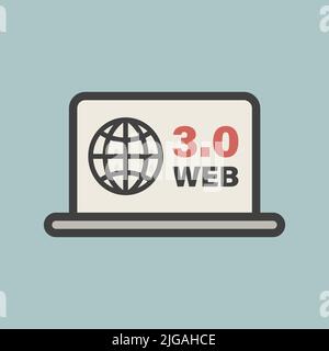 Web 3.0. Laptop icon using advanced internet technology. Stock Vector