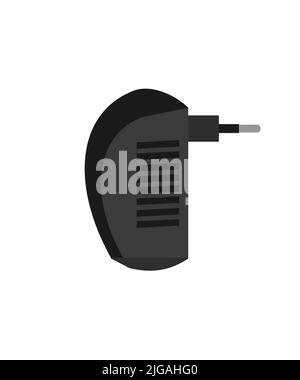 Charger. Power supply for electrical appliances. Electrical plug with rectifier. Isolated on white background. Single object icon. Vector Stock Vector