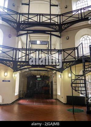 B wing featuring a large lockable gate on the ground floor of Crumlin Road Gaol Belfast