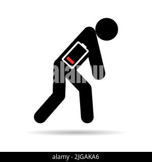 Tired man icon with shadow, sleep emotion tired sign, bored concept symbol, graphic vector illustration . Stock Vector