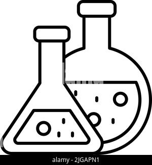 flasks icon. Simple thin line, outline vector of Biology icons for UI and UX, website or mobile application on white background Stock Vector