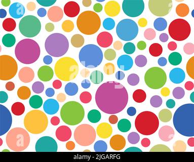 The background is seamless of multicolored circles of different sizes. Cheerful festive multicolored background. Stock Vector