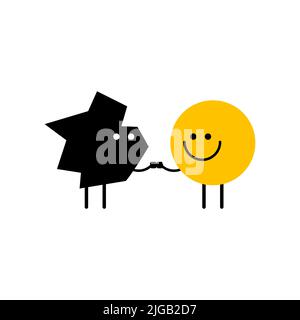 Help friend, coaching, mentoring, problem solving, abstract icon business problem solving, consulting. Vector illustration Stock Vector