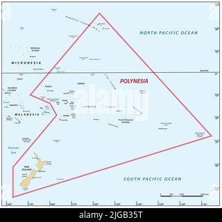 Vector map of the Pacific island region of Polynesia Stock Photo