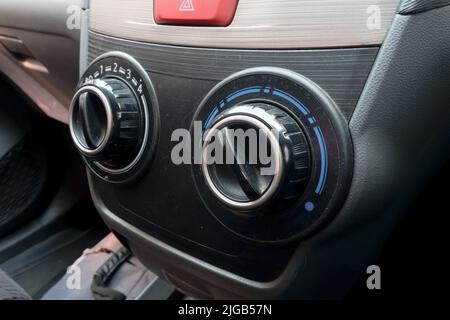 instrument panel control indicator air conditioner. car interior Stock Photo