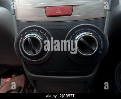 instrument panel control indicator air conditioner. car interior Stock Photo