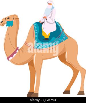 Sheikh on camel, Arabic country transport fun Stock Vector