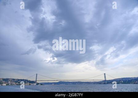 The Bosphorus Bridge connects the Asian side and the European side in Istanbul Stock Photo