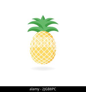 Fresh pineapple fruit vector color icon. EPS 10. Tropical fruits illustration. Vegetarian menu. Vegan, healthy food. Can be used for topics like fresh Stock Photo