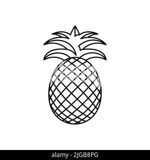 Fresh pineapple fruit vector icon outline. EPS 10. Tropical fruits illustration. Vegetarian menu. Vegan, healthy food. Can be used for topics like fre Stock Photo