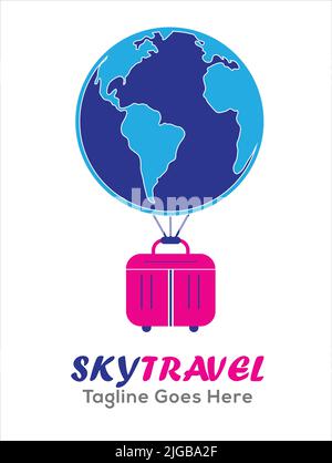 traveling company logo tourism logo with suitcase icon symbol vector Stock Vector