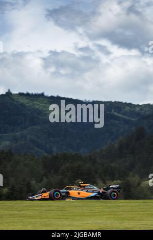 Spielberg, Austria. 09th July, 2022. Lando Norris (GBR) McLaren MCL36. 09.07.2022. Formula 1 World Championship, Rd 11, Austrian Grand Prix, Spielberg, Austria, Sprint Day. Photo credit should read: XPB/Alamy Live News. Stock Photo