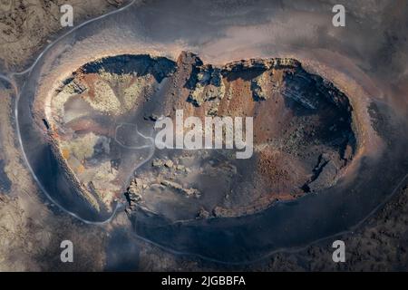 top down view from the air on volcano el cuervo Stock Photo