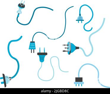 Plugs with wires, electric appliance cord set Stock Vector