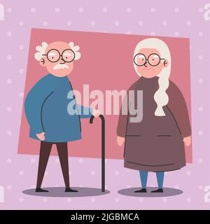 grandparents couple standing Stock Vector