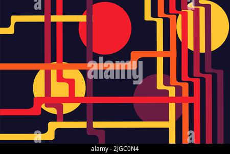 Multicolored abstract lines in retro style Stock Vector