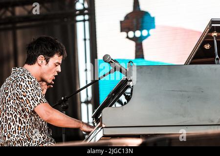 Madrid, Spain. 08th July, 2022. Jamie Cullum performs on stage at the MadCool Festival in Madrid. (Photo by Valeria Magri/SOPA Images/Sipa USA) Credit: Sipa USA/Alamy Live News Stock Photo