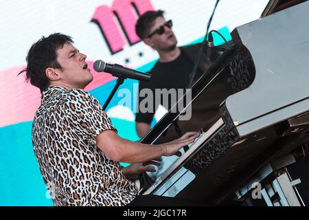 Madrid, Spain. 08th July, 2022. Jamie Cullum performs on stage at the MadCool Festival in Madrid. (Photo by Valeria Magri/SOPA Images/Sipa USA) Credit: Sipa USA/Alamy Live News Stock Photo