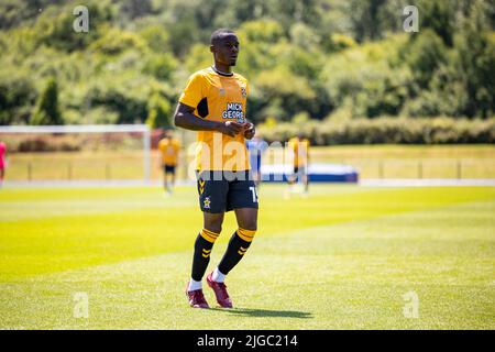 Cardiff, UK. 09th July, 2022. Jubril Okedina of Cambridge United Cardiff City v Cambridge United in a Pre Season Friendly at Leckwith Stadium on the 9th July 2022. Credit: Lewis Mitchell/Alamy Live News Stock Photo