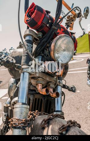 16-04-2020. La Nucia, Alicante, Spain. steampunk style customized motorcycle Stock Photo