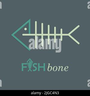simple fishbone logo icon design in stripes vector symbol. design vector logo icon template Stock Vector