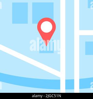 Point on the map icon. Concept of online cards in linear style. Stock Vector
