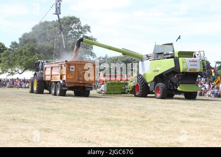 Lawford, UK. 09th Jul 2022. The Tendring Hundred Show is the premier agricultural show in Essex. Farming on the Move in the President's Ring displaying the most common arable farm machines used by Tendring farmers. Credit: Eastern Views/Alamy Live News Stock Photo