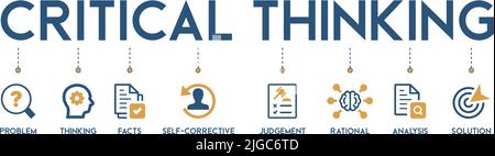 Critical thinking banner web icon vector illustration concept for the analysis of facts with an icon of problem, thinking, facts, self-corrective Stock Vector