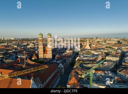 Wonderful Sunset Shining onto the Frauenkirche Towers in Munich ...