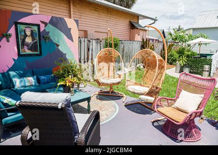 Punta Gorda Florida,Historic District Unfiltered Coffee Shop cafe,outside exterior al fresco seating repurposed house home converted to business Stock Photo
