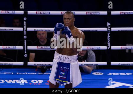 LONDON, UNITED KINGDOM. 09th Jul, 2022. Fabio Wardley vs Kingsley Ibeh - heavyweight Contest during under fight card of Chisora vs Fulev at The O2 Arena on Saturday, July 09, 2022 in LONDON UNITED KINGDOM. Credit: Taka G Wu/Alamy Live News Stock Photo