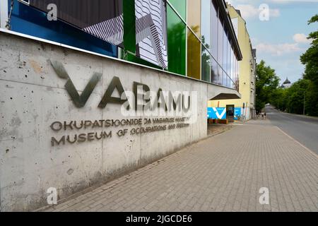 Tallinn, Estonia. July 2022.  external view of the Vabamu Museum of Occupations and Freedom building in the city center Stock Photo