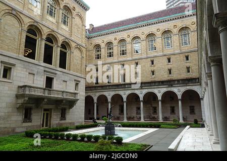 inner courtyard, McKim Building, Boston Public Library, Boston, Massachusetts, USA, North America Stock Photo