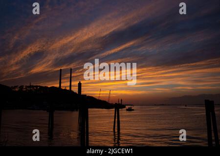 Port Jefferson Harbor Sunset Stock Photo