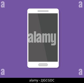 Glossy Blank Display White Smartphone Isolated Minimal Mockup Template Modern Button Technology Cellphone Gadget Icon Stock Vector