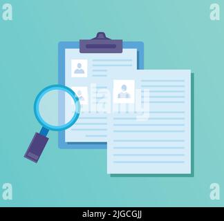 Document ID Magnifying Glass Paper Office Business Illustration List Form Clipboard Icon Stock Vector