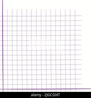 Grid paper. Mathematical graph. Cartesian coordinate system with x-axis, y-axis. Squared background with color lines. Geometric pattern for school Stock Vector