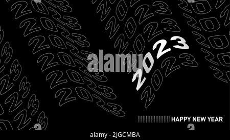 2023 distorted wavy repeating kinetic pattern. 3d wave typography Stock Vector