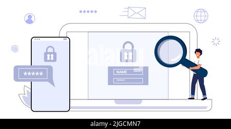 Two steps authentication. Verification push code message on smartphone ...