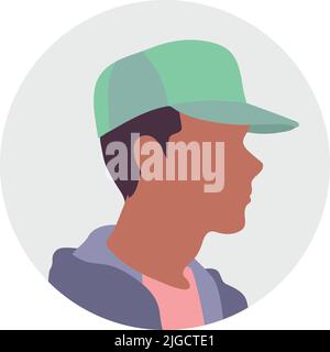 Avatar of a young man in a cap.Vector illustration in flat Stock Vector