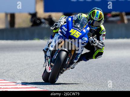 July 09 2022 Monterey, CA, U.S.A Cameron Petersen(45)coming out of turn 11during the Geico MotoAmerica Superbikes Q2, at Weathertech Laguna Seca Monterey, CA Thurman James/CSM Stock Photo