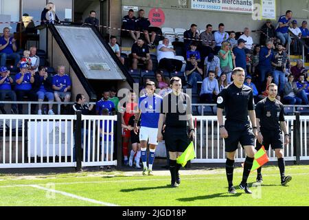 Bamber Bridge, UK. 09th July, 2022. The teams emerge during the pre season friendly between Bamber Bridge and Oldham Athletic on Saturday 9th July 2022. COPYRIGHT Eddie Garvey| MI News) Credit: MI News & Sport /Alamy Live News Stock Photo