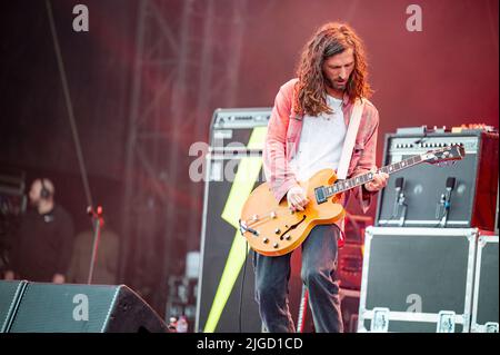 Glasgow, UK. 09th July 2022.  Julian Casablancas, guitarists Nick Valensi and Albert Hammond Jr., bassist Nikolai Fraiture, and drummer Fabrizio Moretti headline day 2 of TRNSMT Festival. 2022-07-09 . Credit:  Gary Mather/Alamy Live News Stock Photo