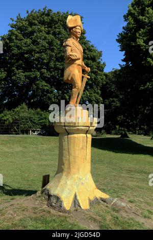 Admiral Lord Horatio Nelson, wood sculpture, Burnham Thorpe, Norfolk Stock Photo