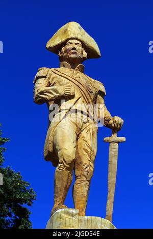 Admiral Lord Horatio Nelson, wood sculpture, Burnham Thorpe, Norfolk Stock Photo